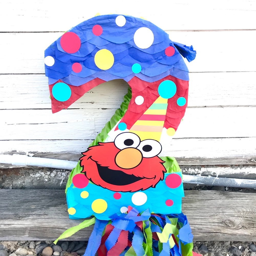 Handmade Elmo Number Two Piñata Sesame Street party